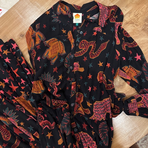 Farm Rio Animal Sky Maxi Dress Button-Up - Picture 11 of 11